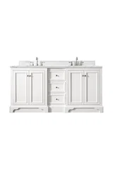 De Soto 72" Double Vanity, Bright White w/ 3 CM Ethereal Noctis Silestone Top