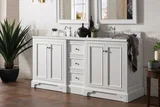 De Soto 72" Double Vanity, Bright White w/ 3 CM Lime Delight Silestone Top