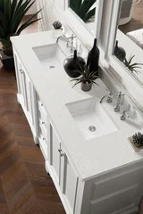De Soto 72" Double Vanity, Bright White w/ 3 CM Lime Delight Silestone Top