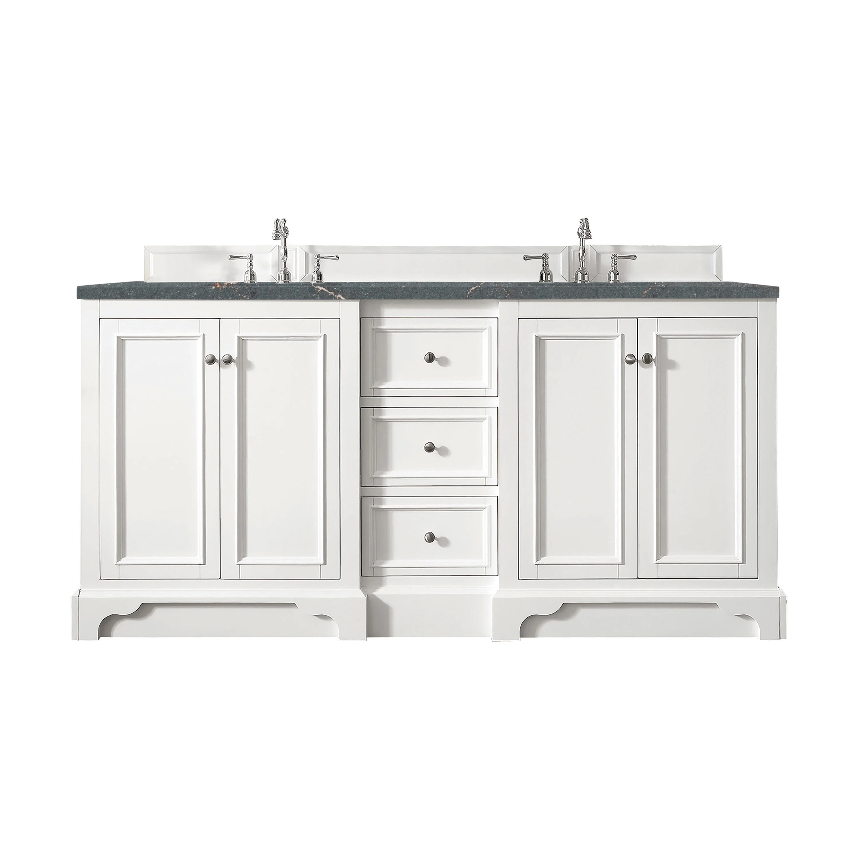 De Soto 72" Double Vanity, Bright White w/ 3 CM Parisien Bleu Silestone Top