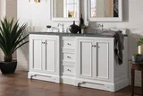 De Soto 72" Double Vanity, Bright White w/ 3 CM Parisien Bleu Silestone Top