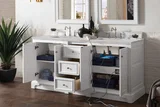 De Soto 72" Double Vanity, Bright White w/ 3 CM Victorian Silver Silestone Top
