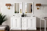 De Soto 72" Double Vanity, Bright White w/ 3 CM White Zeus Silestone Top