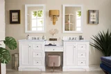 De Soto 82" Double Vanity Set, Bright White w/ 3 CM Carrara Marble Top