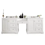 De Soto 94" Double Vanity Set, Bright White w/ 3 CM White Zeus Silestone Top