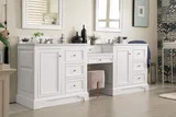 De Soto 94" Double Vanity Set, Bright White w/ 3 CM White Zeus Silestone Top