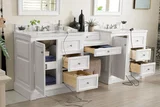 De Soto 94" Double Vanity Set, Bright White w/ 3 CM White Zeus Silestone Top