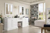 De Soto 94" Double Vanity Set, Bright White w/ 3 CM White Zeus Silestone Top