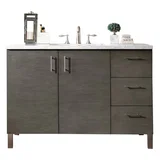 Metropolitan 48" Single Vanity, Silver Oak w/ 3 CM Carrara Marble Top