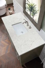 Metropolitan 48" Single Vanity, Silver Oak w/ 3 CM Eternal Jasmine Pearl Silestone Top