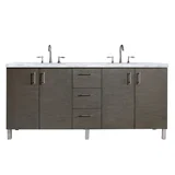 Metropolitan 72" Double Vanity, Silver Oak w/ 3 CM Carrara Marble Top