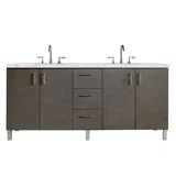 Metropolitan 72" Double Vanity, Silver Oak w/ 3 CM Eternal Jasmine Pearl Silestone Top