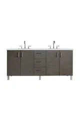 Metropolitan 72" Double Vanity, Silver Oak w/ 3 CM Ethereal Noctis Silestone Top