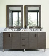 Metropolitan 72" Double Vanity, Silver Oak w/ 3 CM Ethereal Noctis Silestone Top