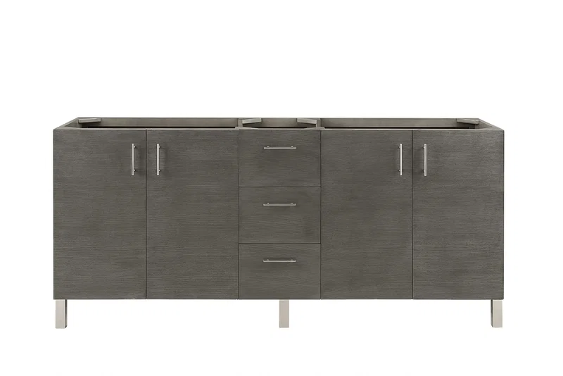 Metropolitan 72" Double Vanity Cabinet, Silver Oak