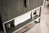 Columbia 31.5" Single Vanity, Ash Gray, Brushed Nickel, w/ White Glossy Composite Stone Top