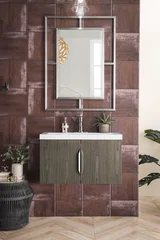 Columbia 31.5" Single Vanity, Ash Gray w/ White Glossy Composite Stone Top