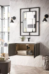 Columbia 31.5" Single Vanity, Ash Gray w/ White Glossy Composite Stone Top