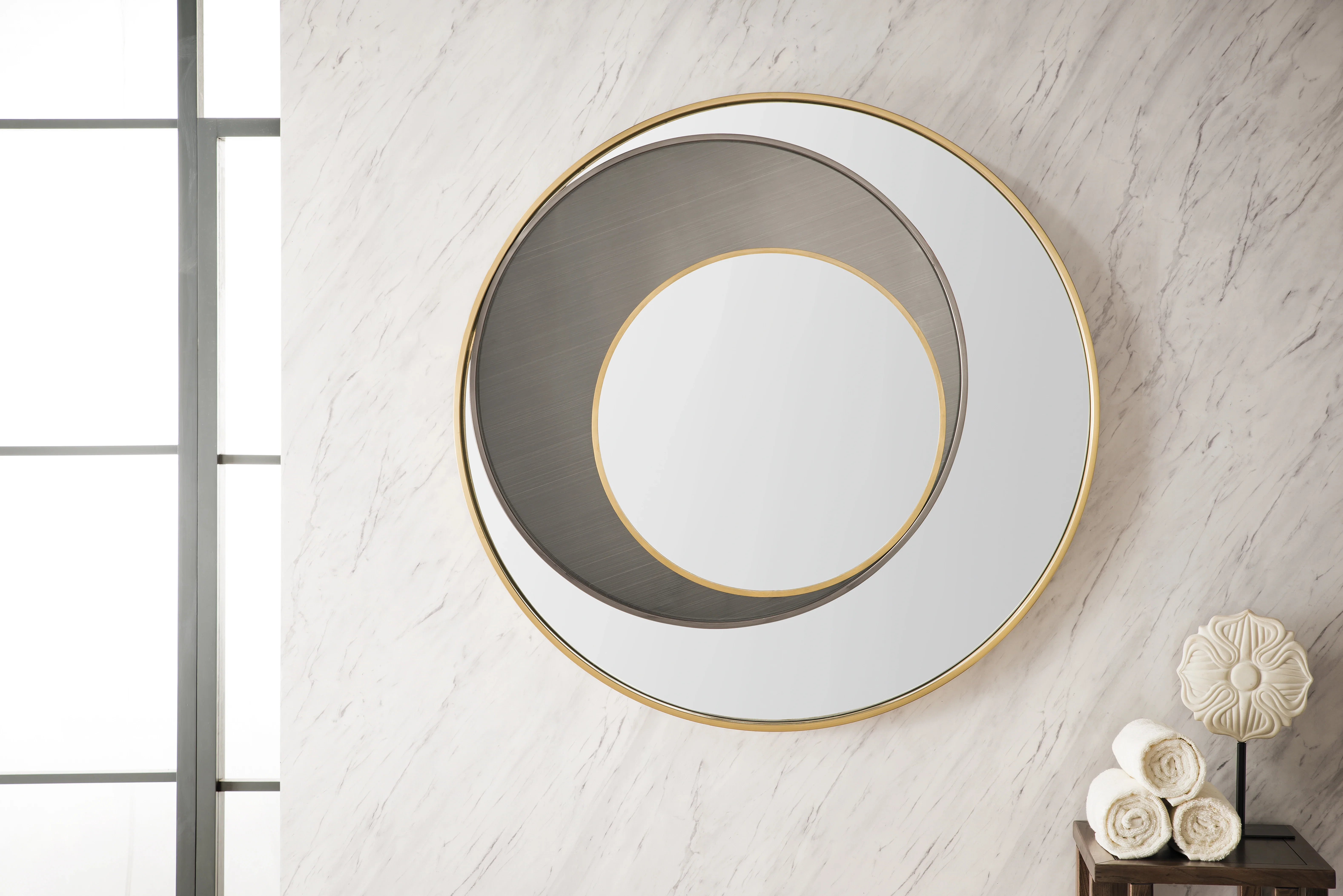 Cosmos 35.4" Mirror, Radiant Gold and Onyx