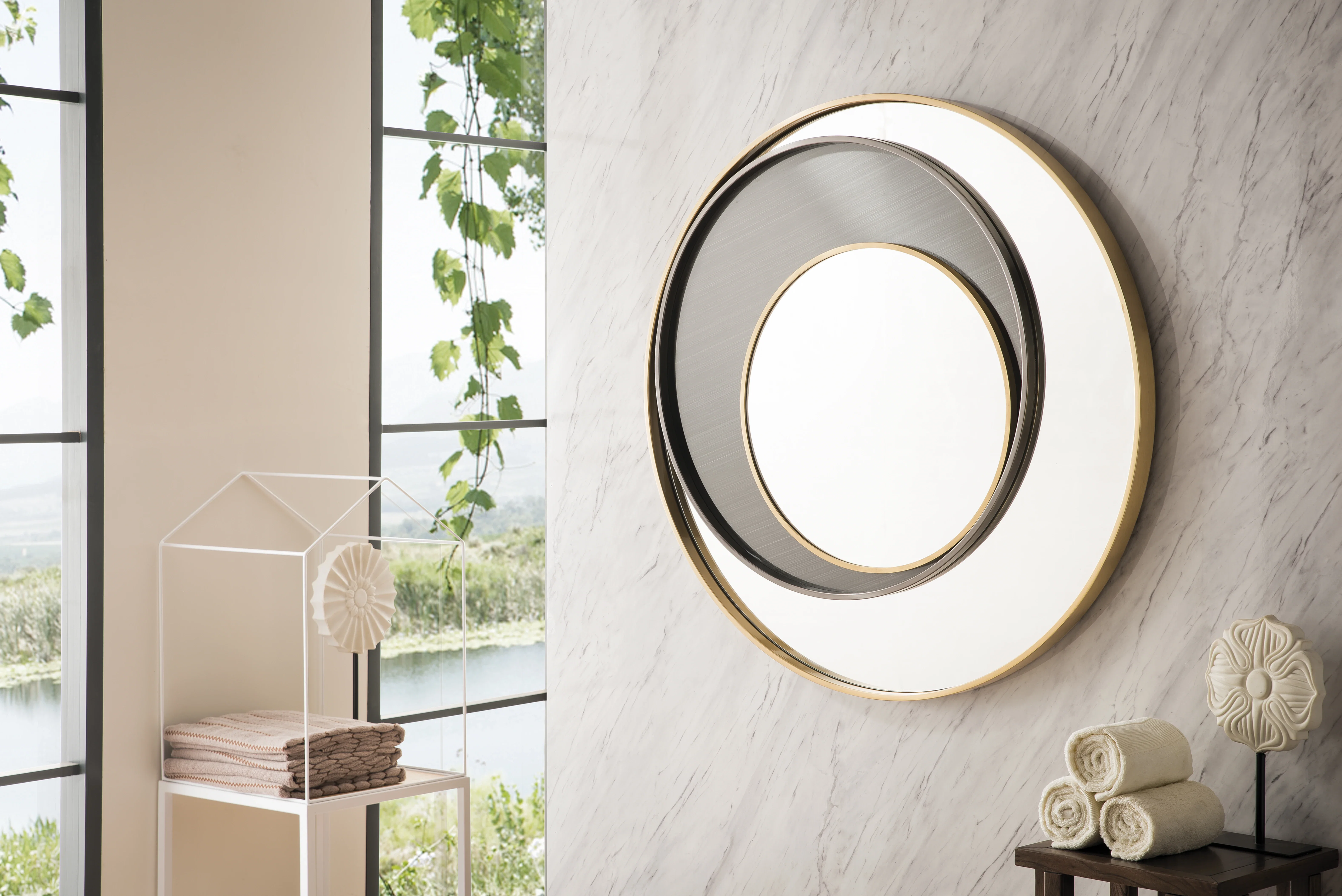 Cosmos 35.4" Mirror, Radiant Gold and Onyx