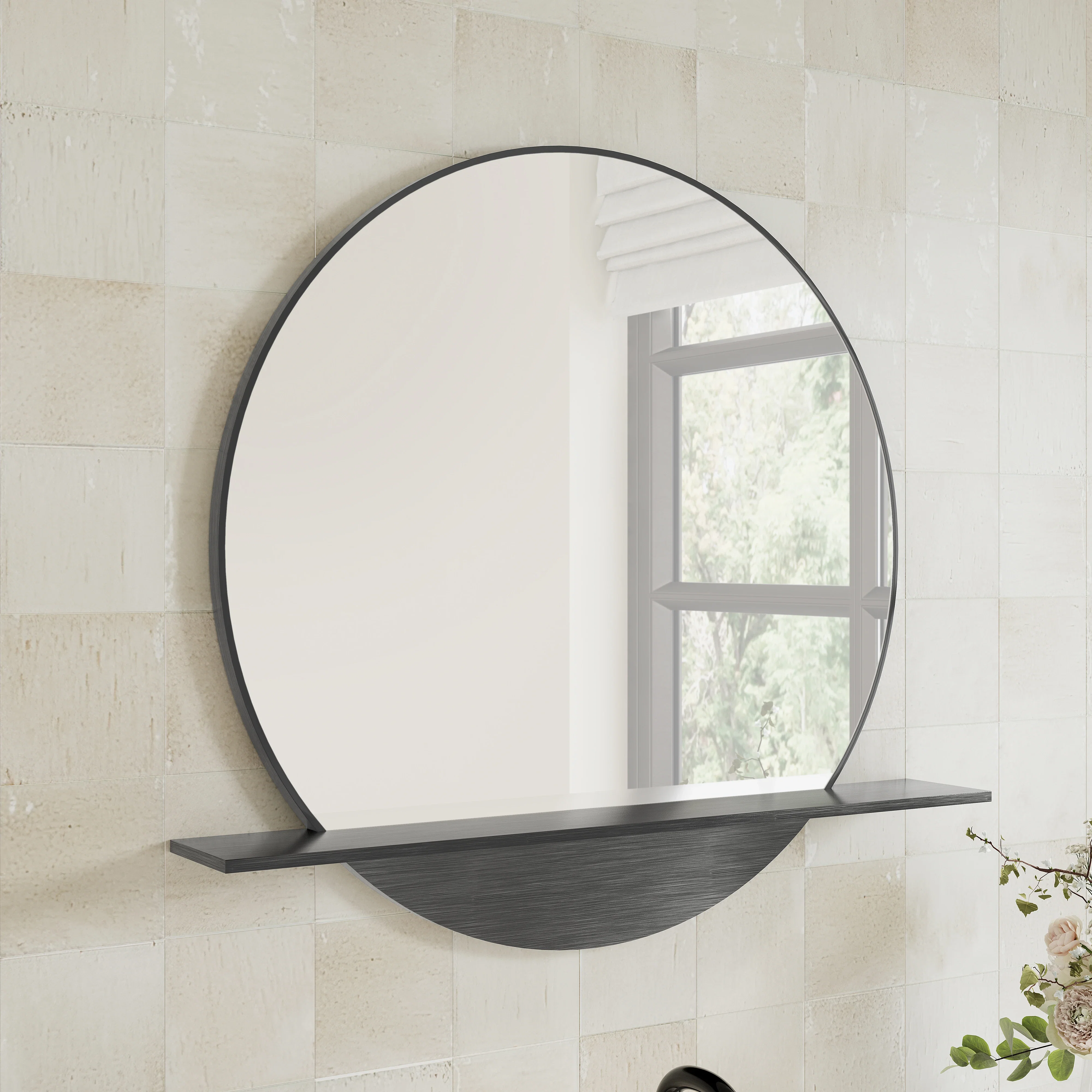Platform 24" Mirror, Modern Iron