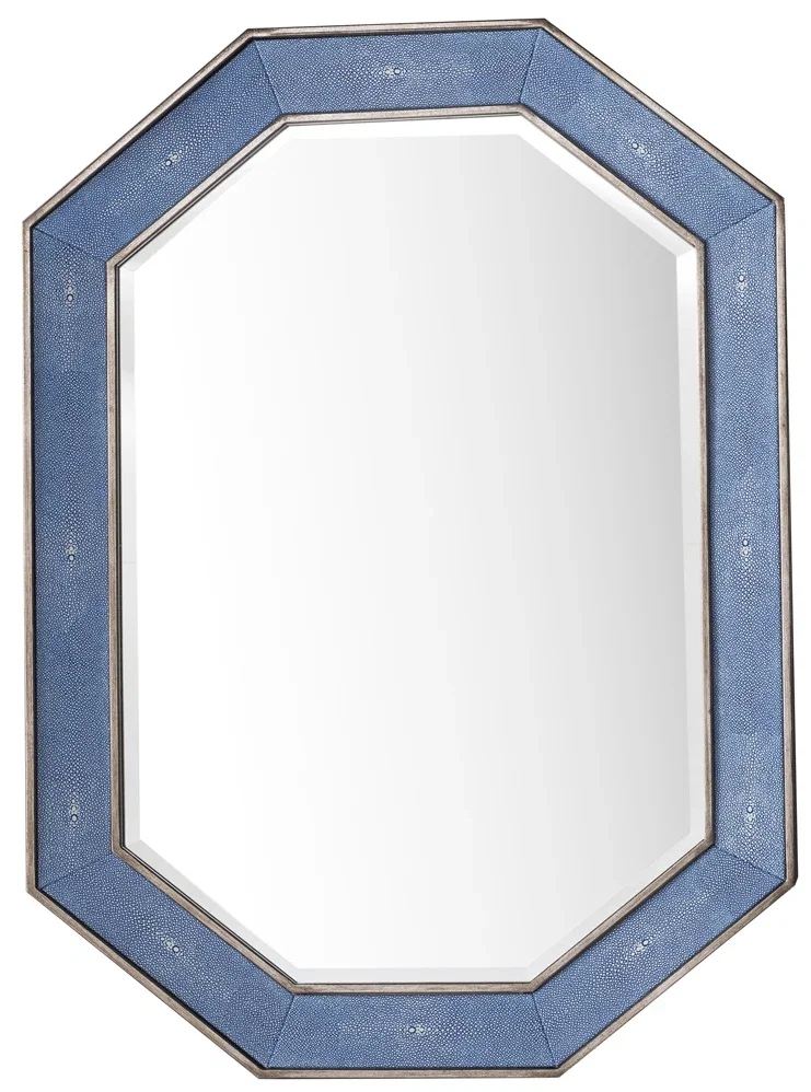 Tangent 30" Mirror, Silver w/ Delft Blue
