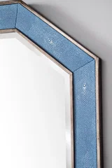 Tangent 30" Mirror, Silver w/ Delft Blue