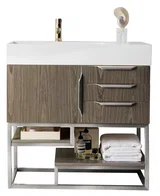 Columbia 36" Single Vanity Cabinet, Ash Gray, Brushed Nickel