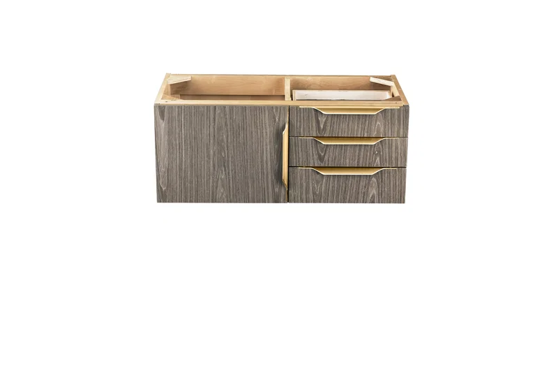 Columbia 36" Single Wall Mount Vanity Cabinet, Ash Gray, Radiant Gold