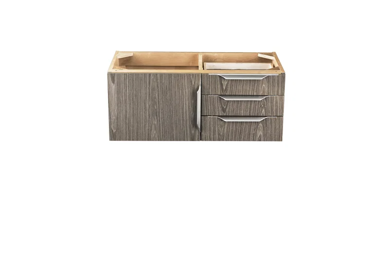 Columbia 36" Single Wall Mount Vanity Cabinet, Ash Gray, Brushed Nickel