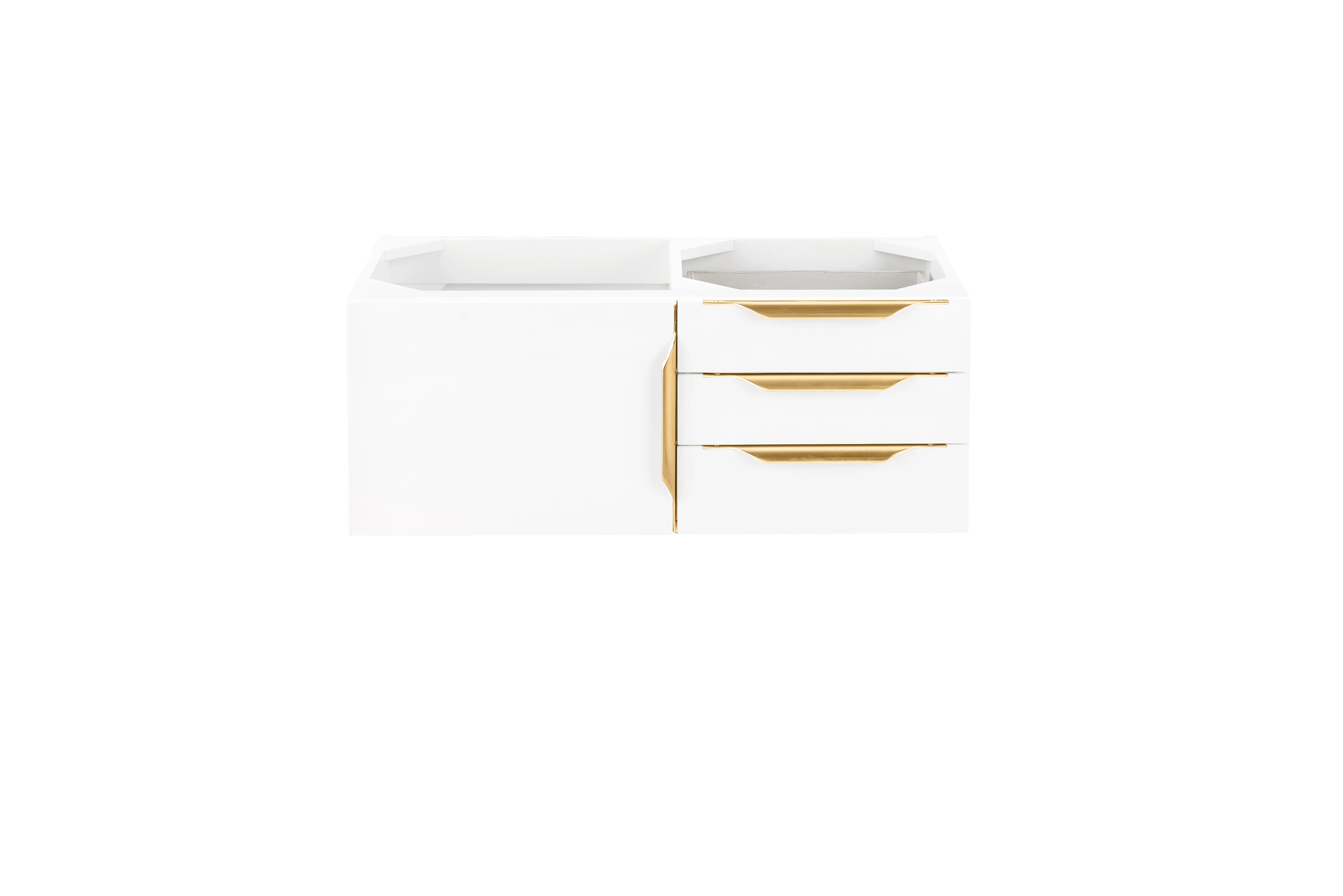 Columbia 36" Single Wall Mount Vanity Cabinet, Glossy White, Radiant Gold