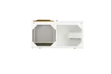 Columbia 36" Single Wall Mount Vanity Cabinet, Glossy White, Radiant Gold