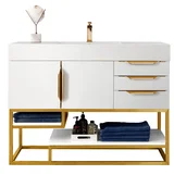 Columbia 48" Single Vanity Cabinet, Glossy White, Radiant Gold