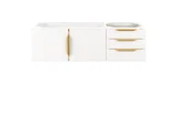 Columbia 48" Single Wall Mount Vanity Cabinet, Glossy White, Radiant Gold