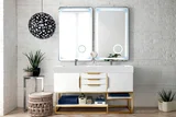 Columbia 59" Double Vanity, Glossy White, Radiant Gold w/ Glossy White Composite Stone Top