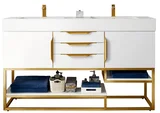 Columbia 59" Double Vanity Cabinet, Glossy White, Radiant Gold