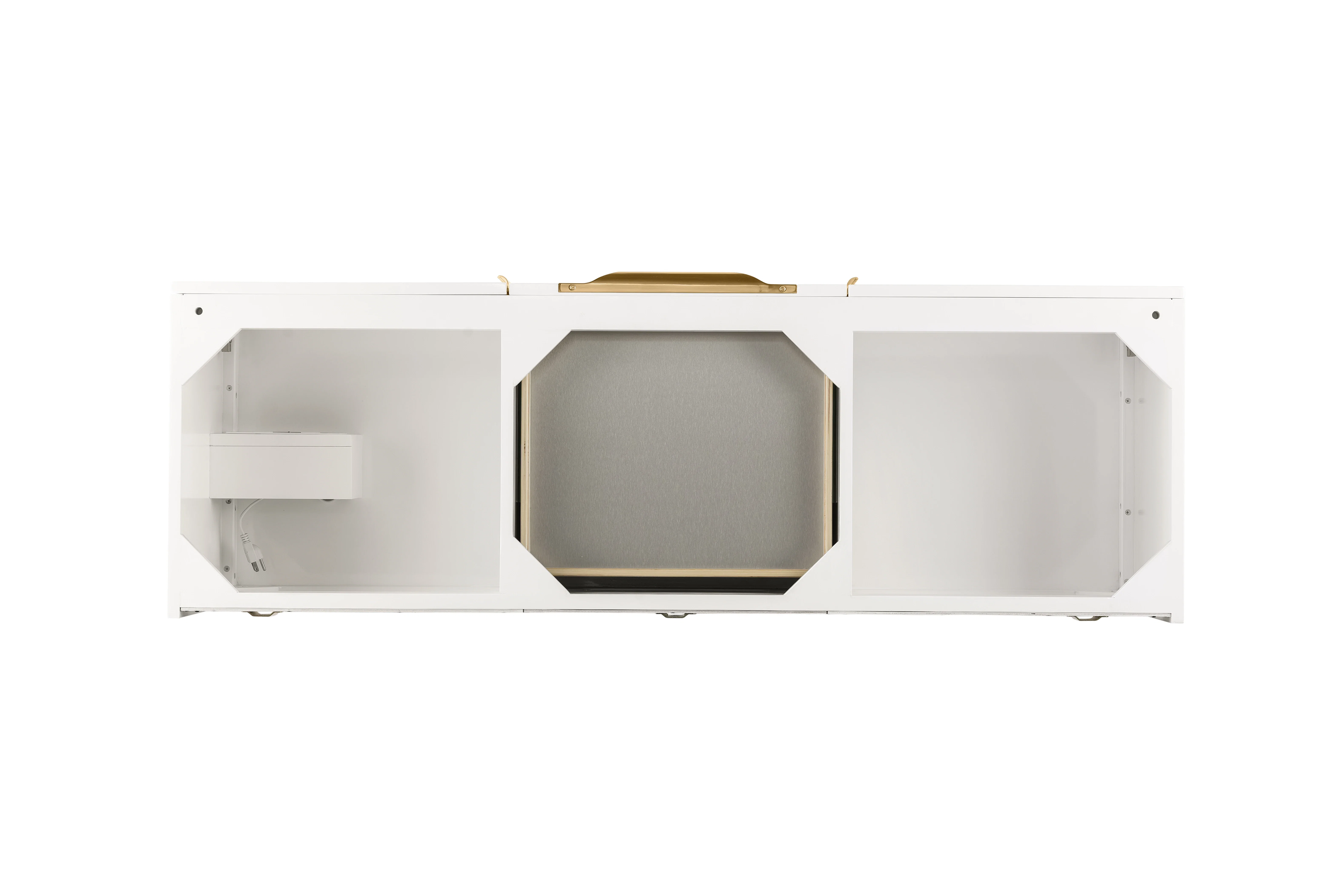 Columbia 59" Double Vanity Cabinet, Glossy White, Radiant Gold