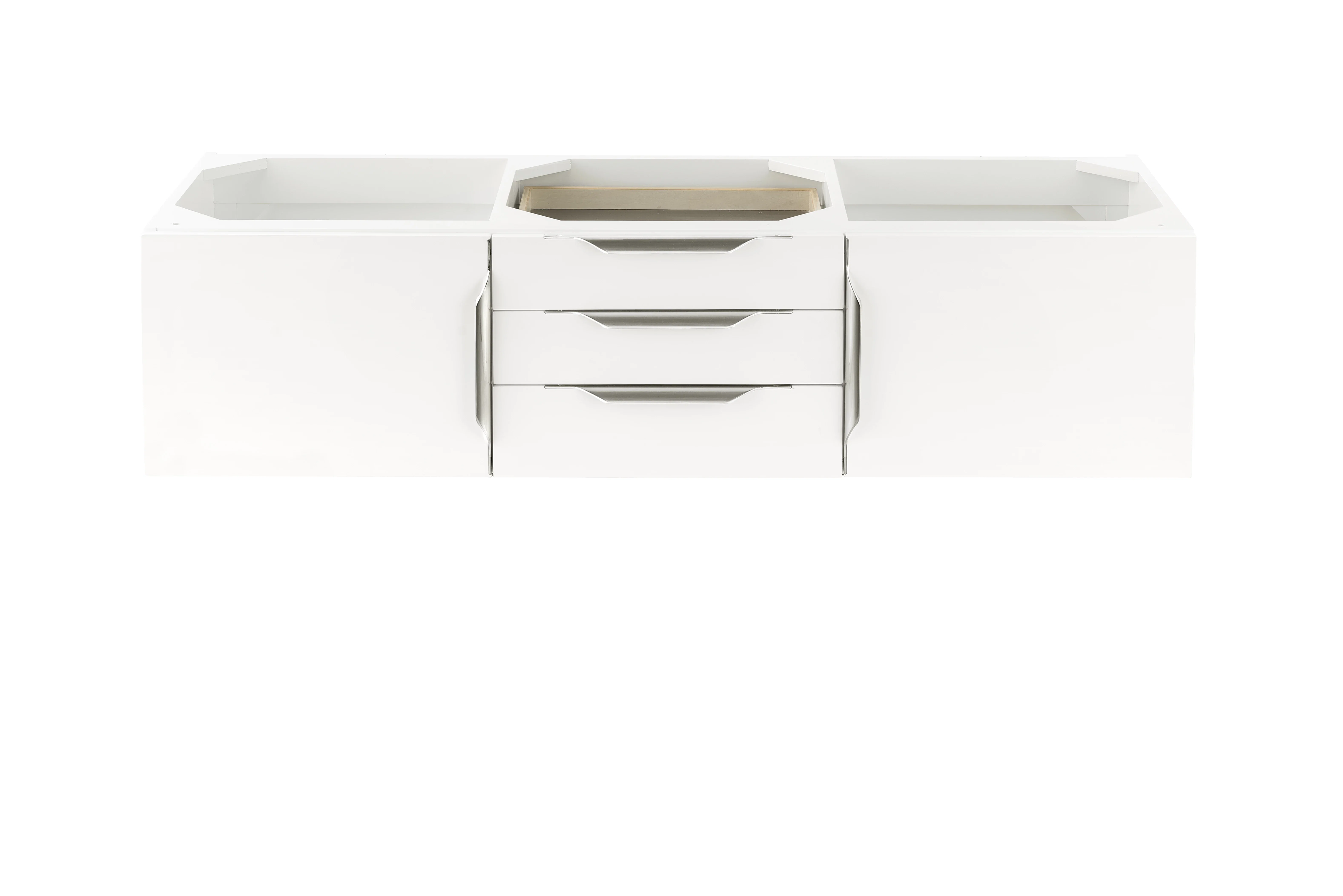 Columbia 59" Double Vanity Cabinet, Glossy White, No Hardware