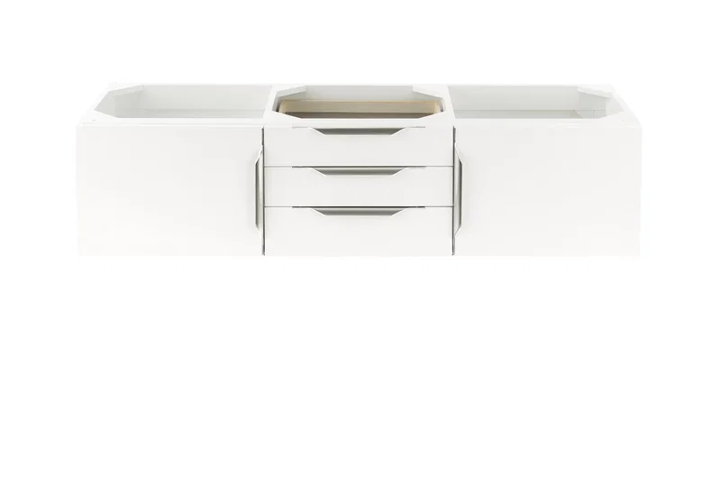 Columbia 59" Double Vanity Cabinet, Glossy White, No Hardware