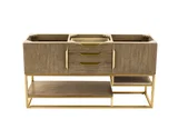 Columbia 59" Double Vanity Cabinet, Latte Oak, Radiant Gold