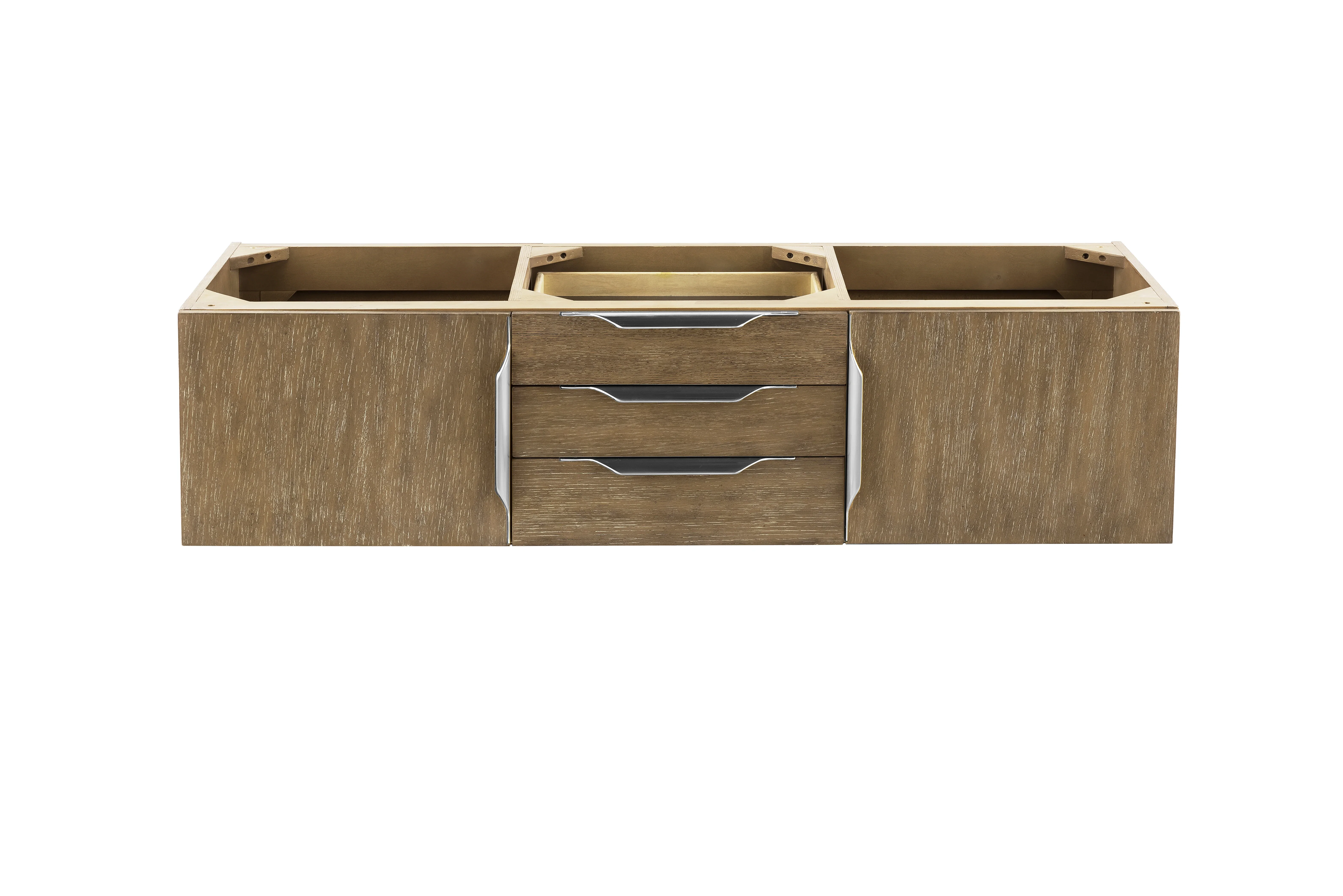 Columbia 59" Double Vanity Cabinet, Latte Oak, No Hardware