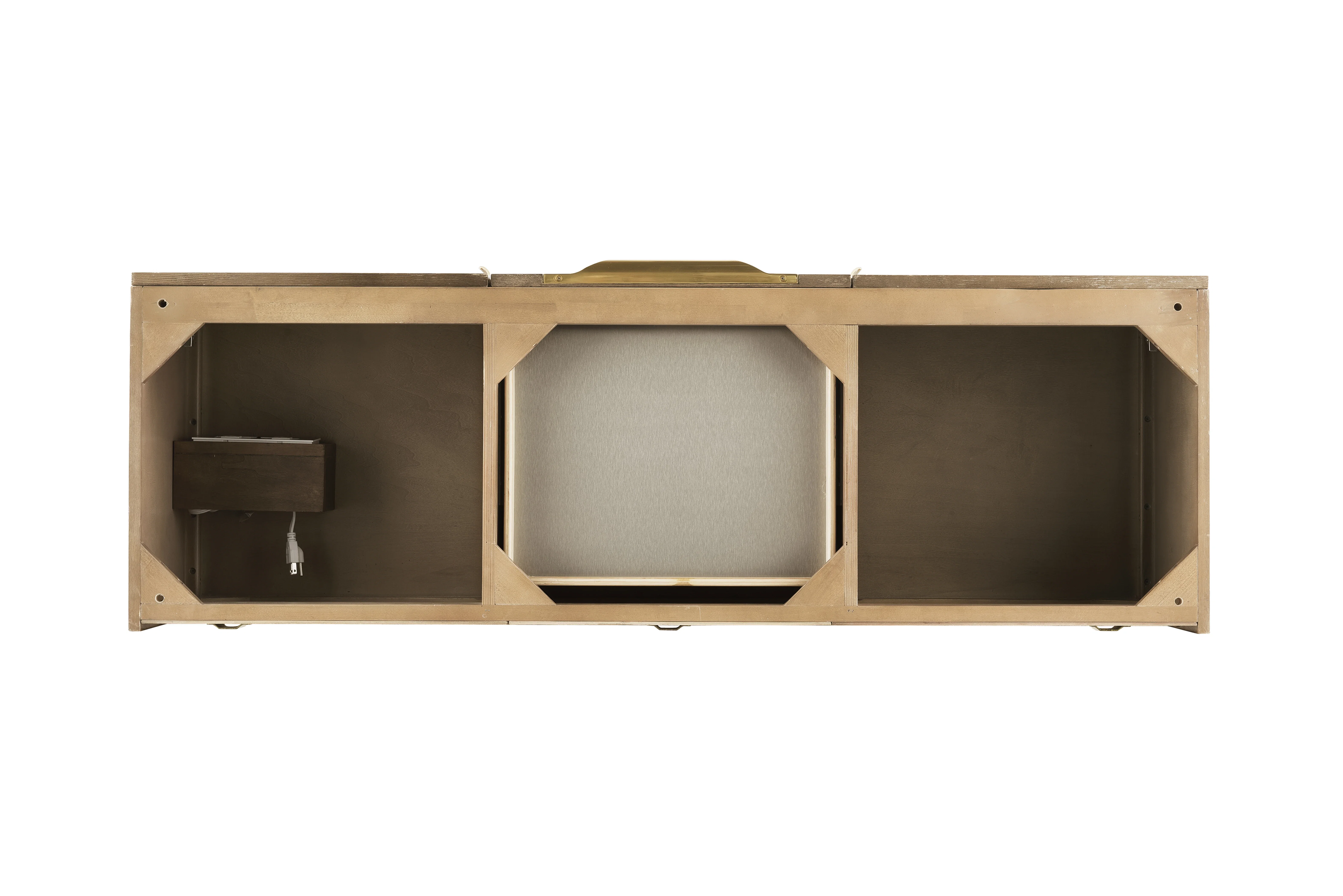 Columbia 59" Double Wall Mount Vanity Cabinet, Latte Oak, Radiant Gold