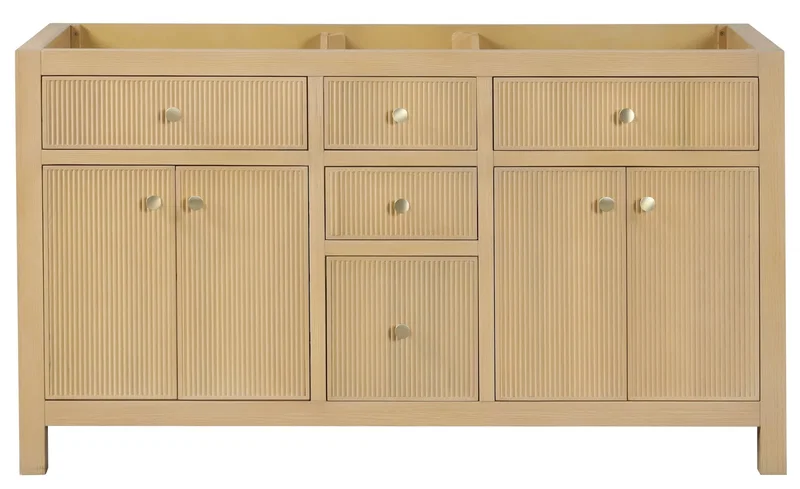 Bristol 59.5" Double Sink Bathroom Vanity in Natural White Ash