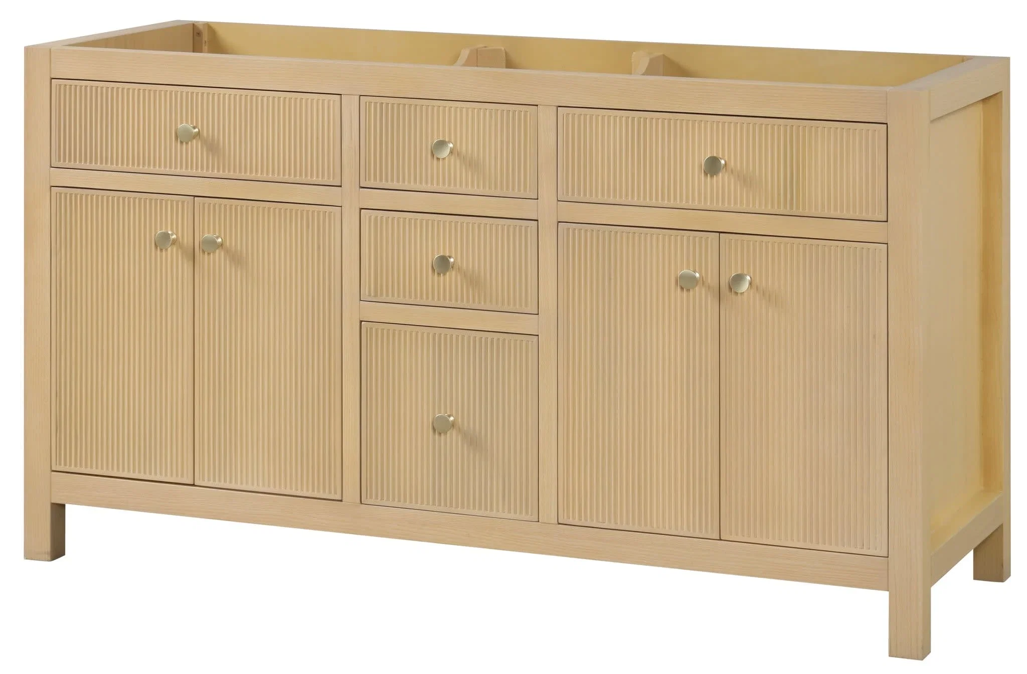 Bristol 60 inch double sink bathroom vanity in Natural White Ash, product view