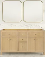 Bristol 60 inch double sink bathroom vanity in Natural White Ash, product view