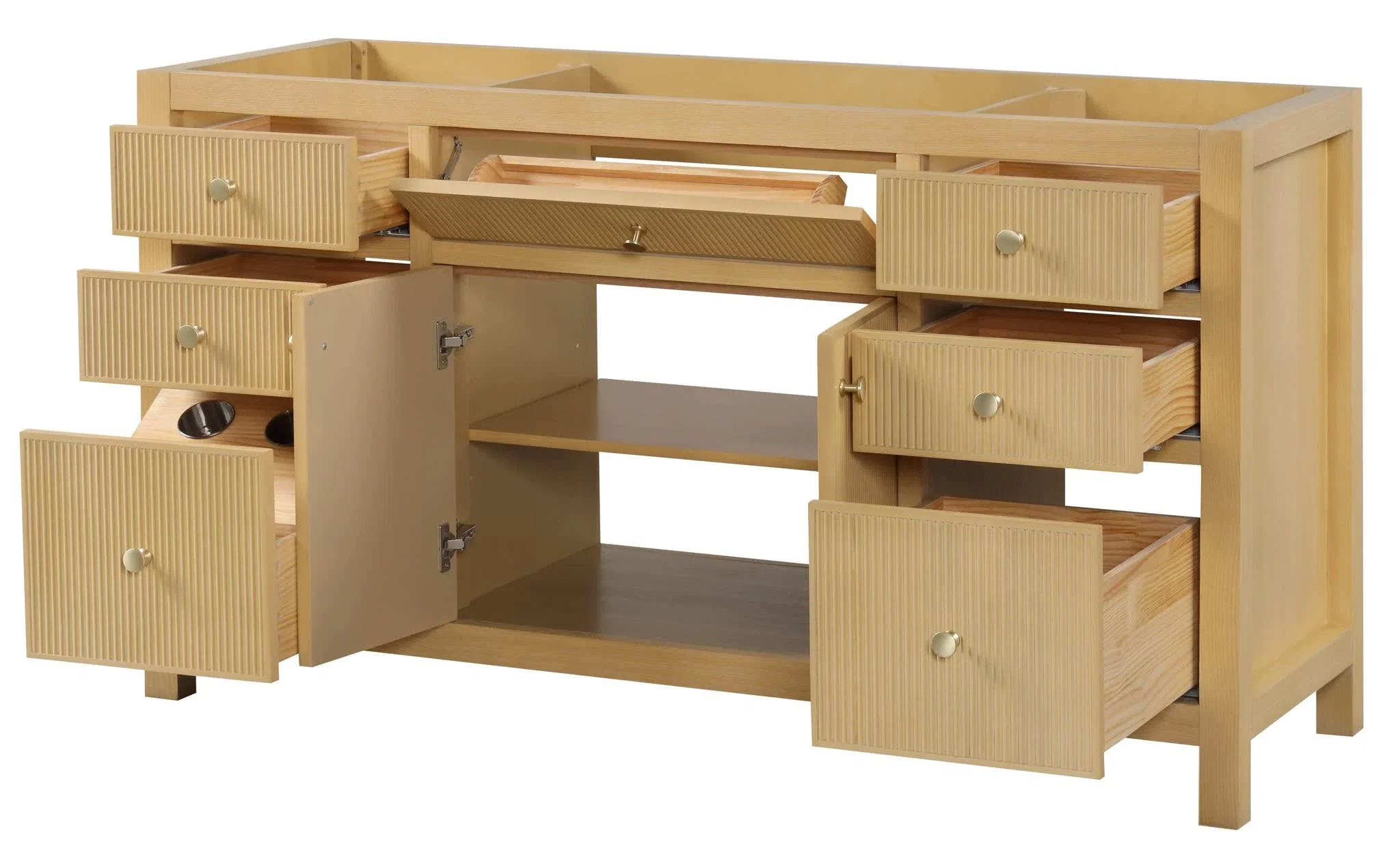 Bristol 60 inch single sink bathroom vanity in Natural White Ash, product view