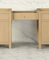 Bristol bridgemucounter inch bathroom vanity in Natural White Ash, styled in a modern bathroom