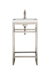 Boston 20" Single Console Vanity, Brushed Nickel w/ White Glossy Composite Stone Top