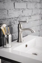 Boston 20" Single Console Vanity, Brushed Nickel w/ White Glossy Composite Stone Top