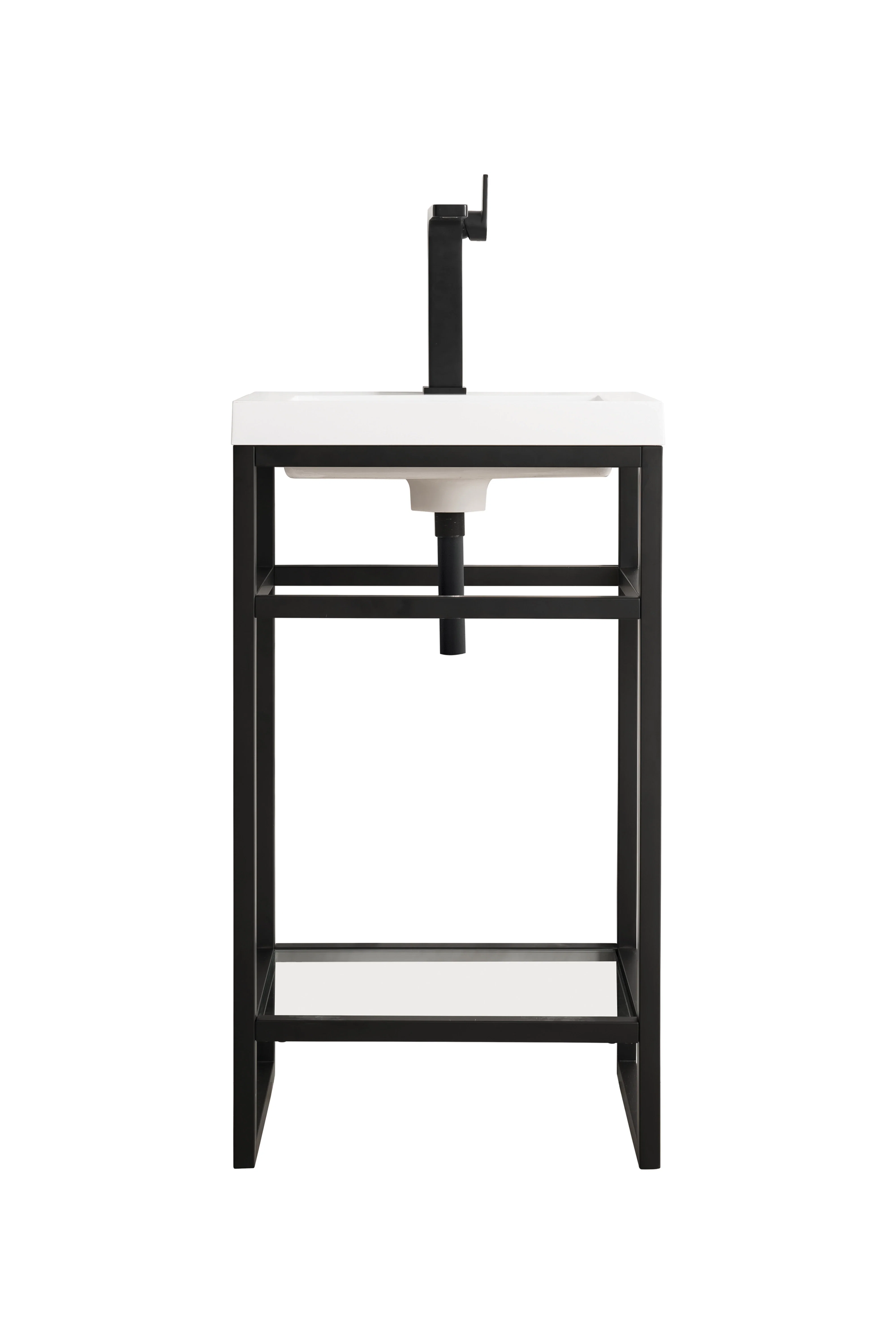 Boston 20" Single Console Vanity, Matte Black w/ White Glossy Composite Stone Top